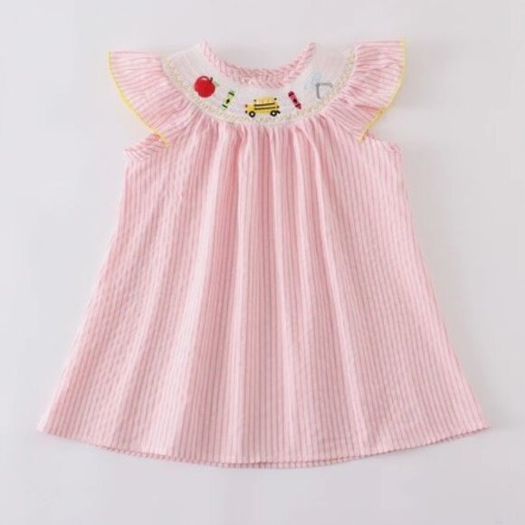 Other - Boutique Back to School Apple School Bus Embroidered Smocked Dress